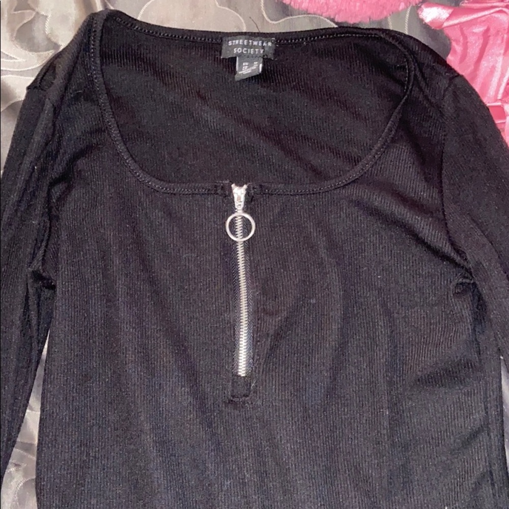 Black Zip Up Bodysuit